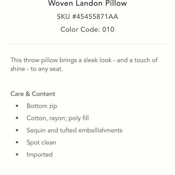 Anthropologie Woven Landen Pillow Cover Case Off White & Gold Rectangle home - Picture 10 of 10